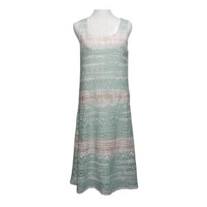 Cloth & Portrait Pastel Eyelet Overlay Maxi Dress S Boho Casual Resort Sundress